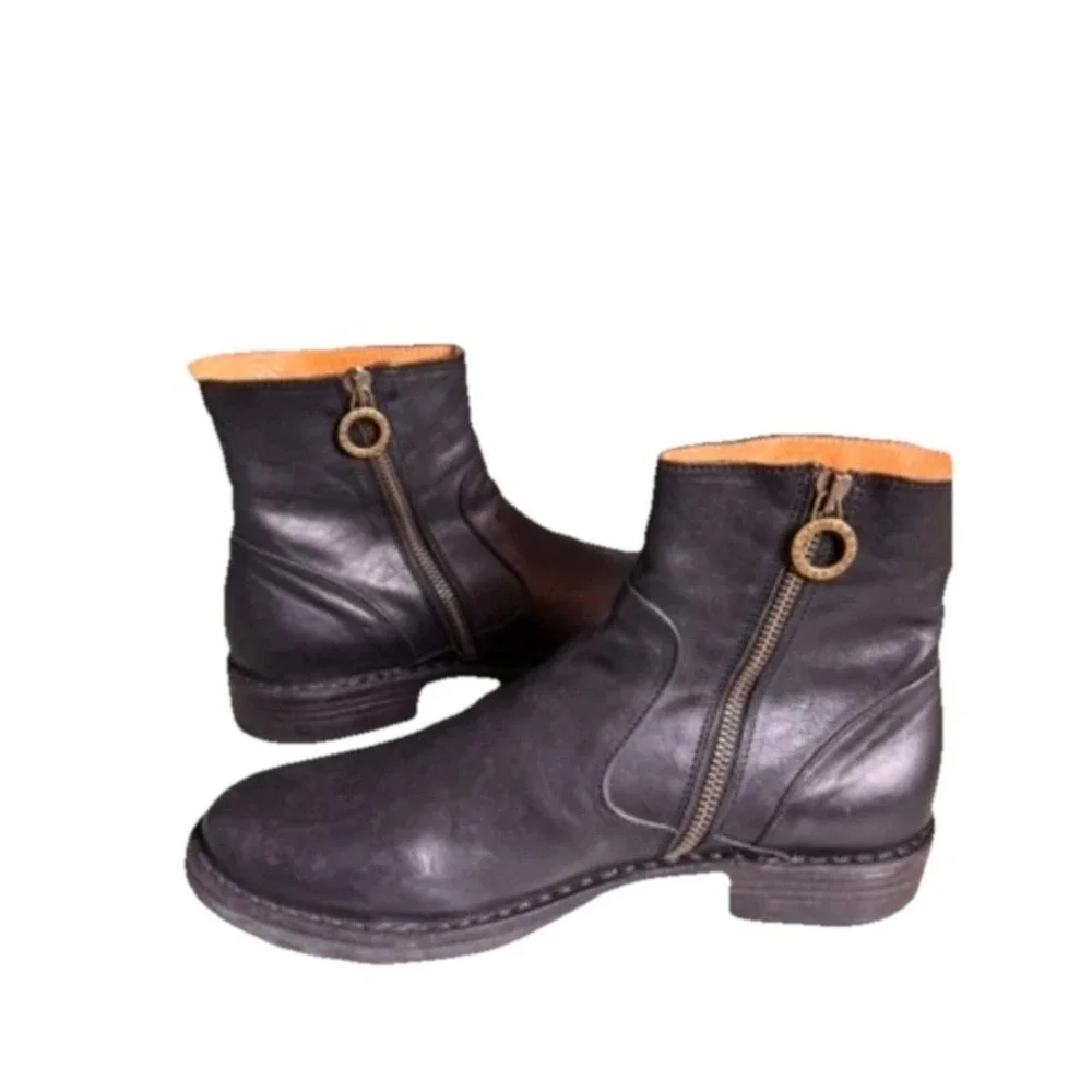 Fiorentini + Baker Ankle Boots‎ Men's Size 38 Black Leather Side Zipper Gothic